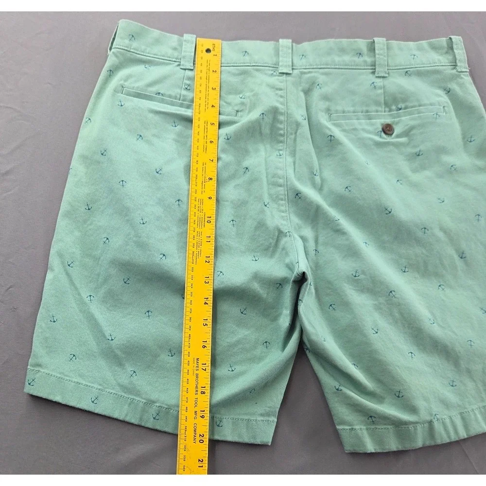 J Crew Men's 35 Green Nautical Anchor Classic Chino Shorts 9
